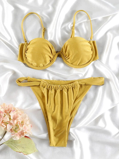 Red Knotted Bikini Thong Set - Sexy Women's Swimwear